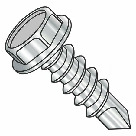 Usa Industrials Self-Drilling Screw, #10-16 x 1 in, Plain 316 Stainless Steel Hex Head Hex Drive BULK-SCRW-11045